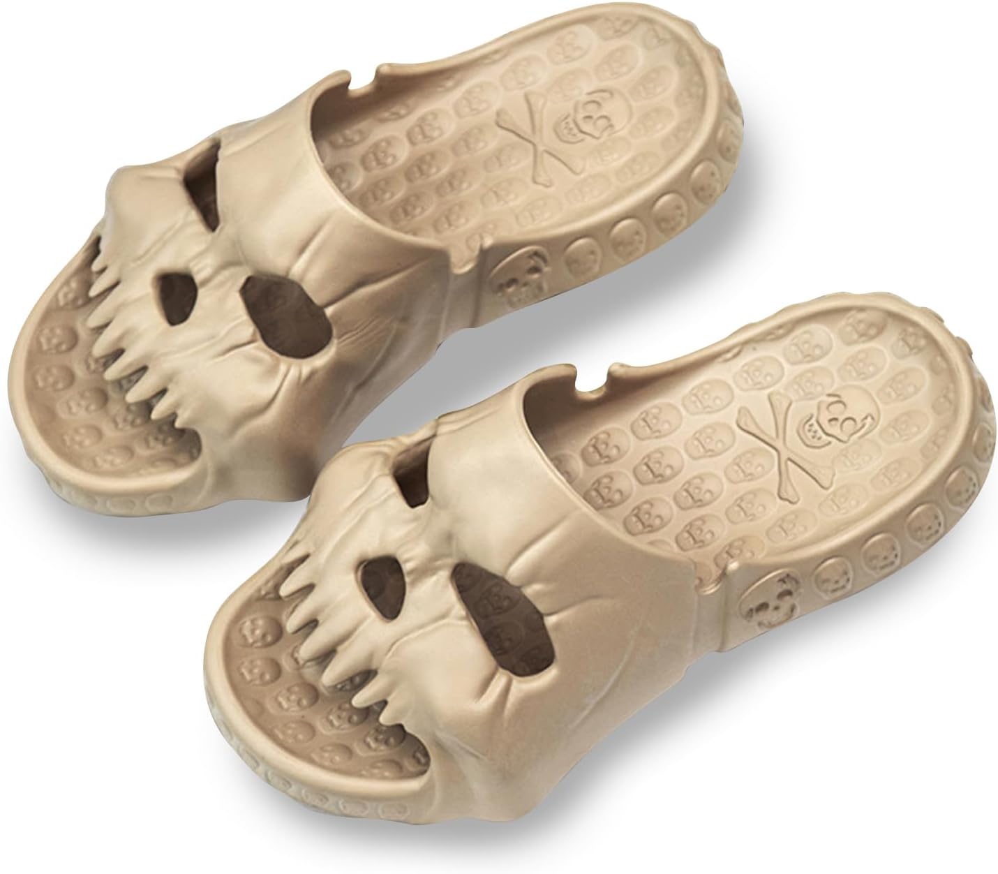 

Тапочки Mergrub Skull для женщин и мужчин с толстой подошвой, мягкие тапочки, амортизирующие для душа, нескользящие, обувь на Хэллоуин, хаки