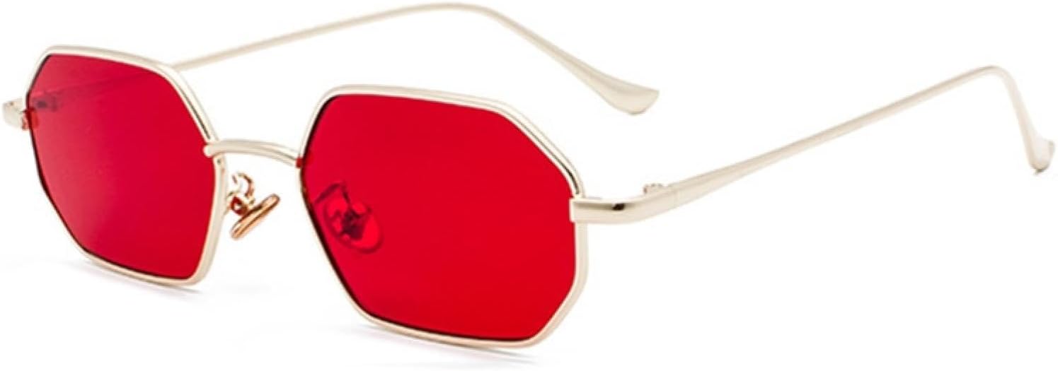 

Солнцезащитные очки с защитой UV400 | Маленькая металлическая оправа, линзы конфетного цвета | Для женщин и мужчин, для занятий спортом на открытом воздухе и вождения DSVIGF, Gold Red