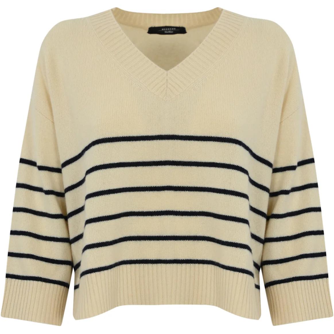 

Джемпер Weekend Max Mara с v-образным вырезом и полосками WEEKEND MaxMara, Ecru