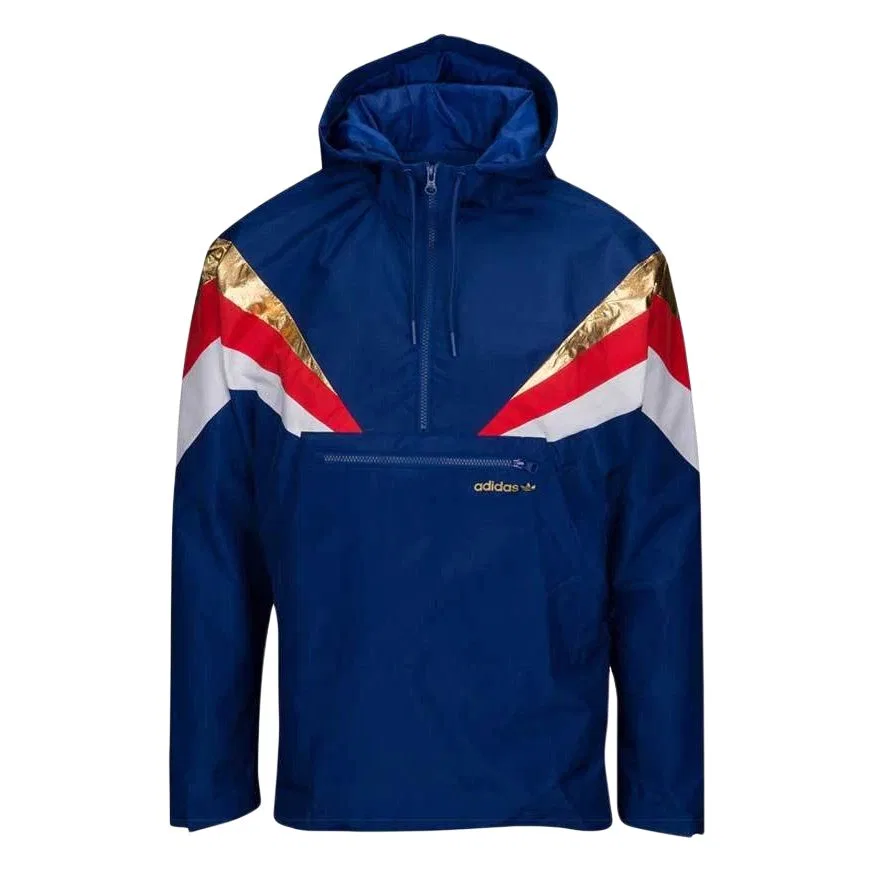 Куртка Adidas Originals синяя/золотая/красная/белая с капюшоном