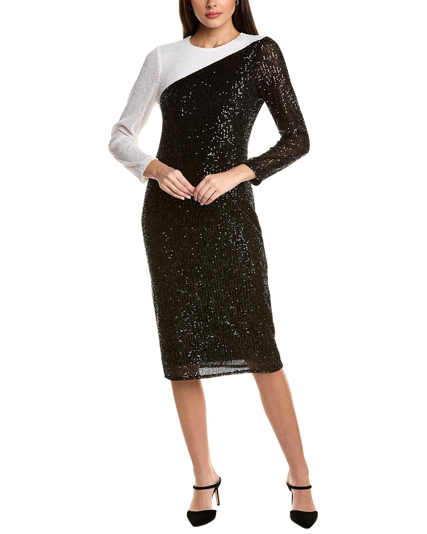 

Платье-миди Anne Klein Colorblock Sequin, черный