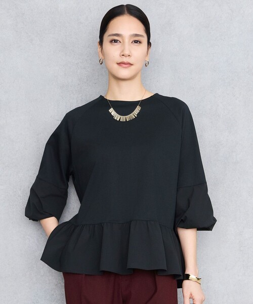 

Топ-пеплум из прозрачного хлопкового понте Free Zone, темно-синий