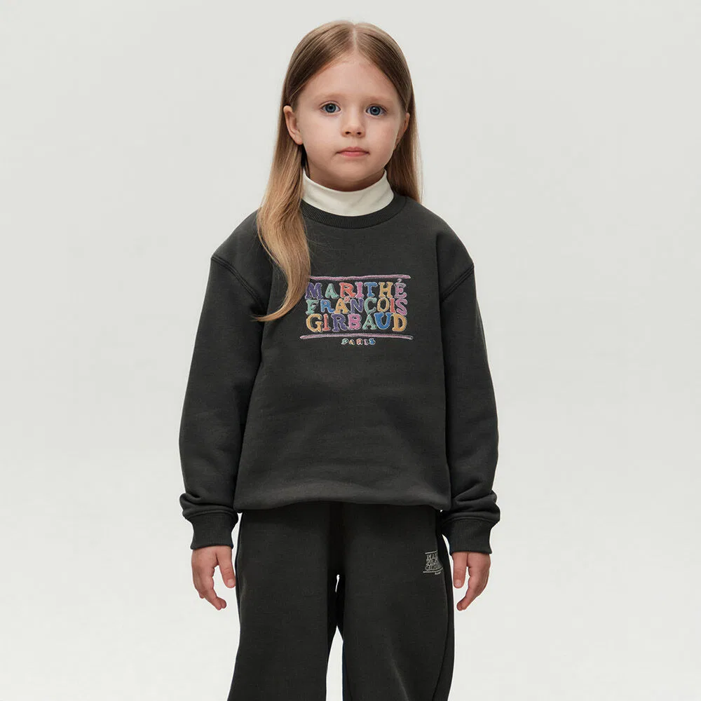 Детский свитшот с начёсом Doodle Classic Logo, угольный, от Marithé Kids