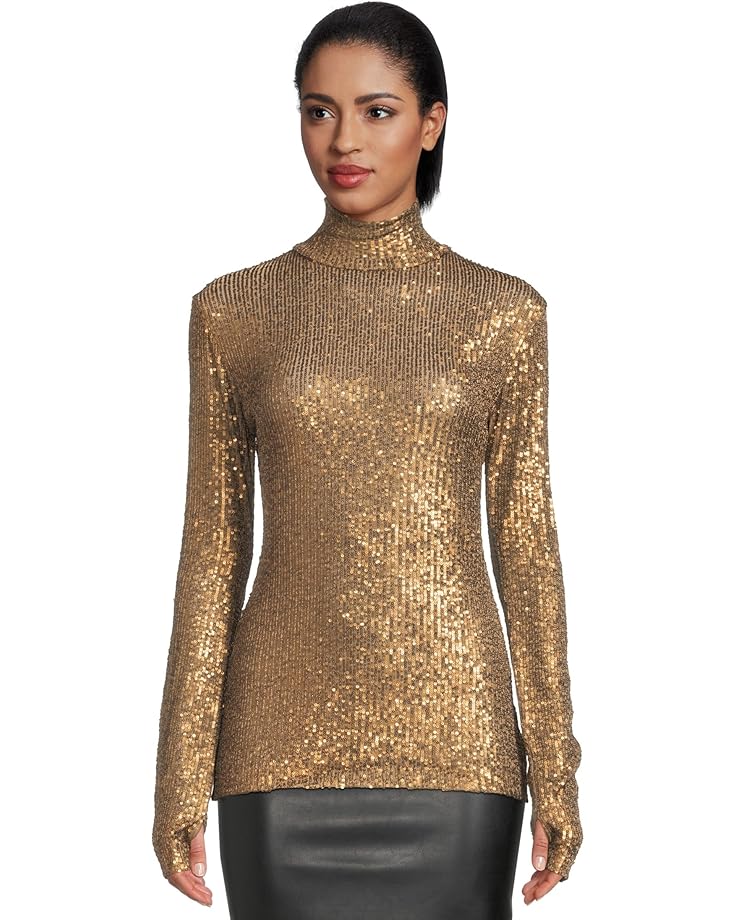

Топ Norma Kamali Slim Fit Long Sleeve Turtle Top, бронзовый