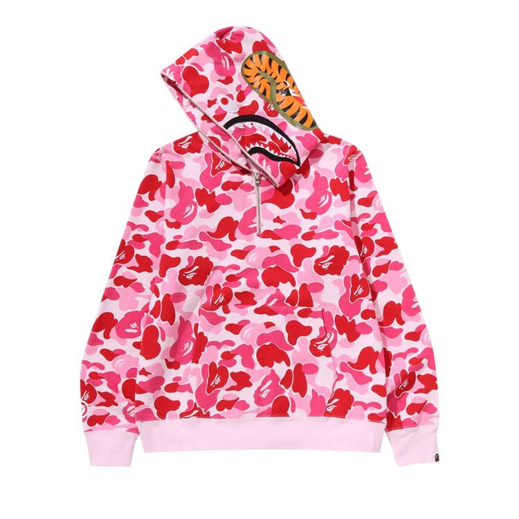 

Худи BAPE ABC Camo Shark Half Zip Pullover Hoodie, Pink