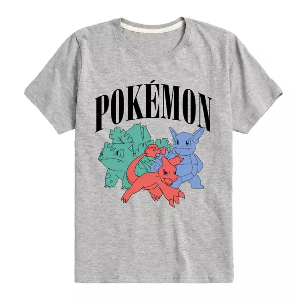 

Футболка для мальчиков 8-20 лет с принтом покемонов Charmeleon, Ivysaur и Wartortle Licensed Character, серый