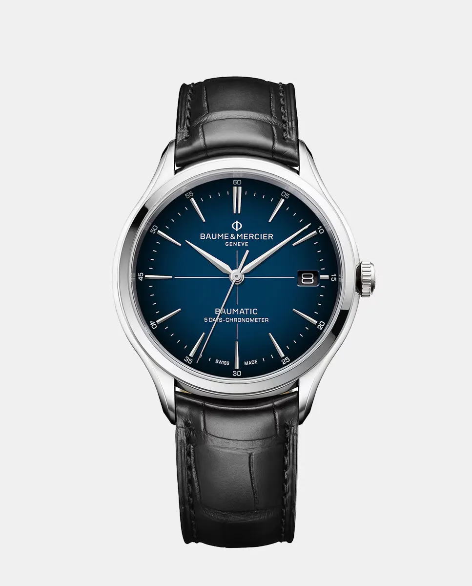 

Clifton M0A10467 Автоматические черные кожаные мужские часы Baume & Mercier, черный