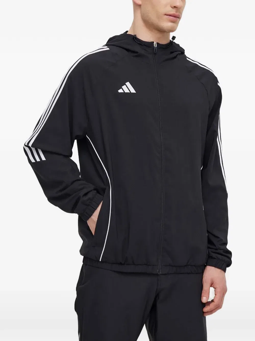 Куртка с капюшоном и принтом логотипа Adidas, черный — фото 3