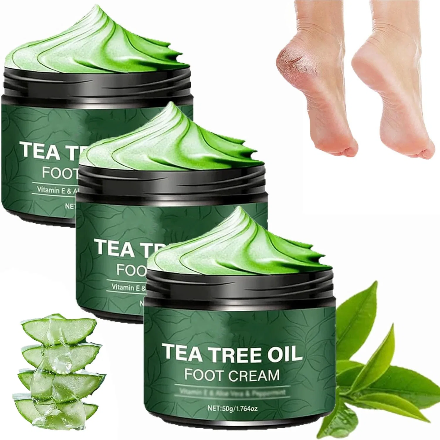 Крем для ног с чайным деревом и алоэ вера, 50 г Generisch, 3Pcs