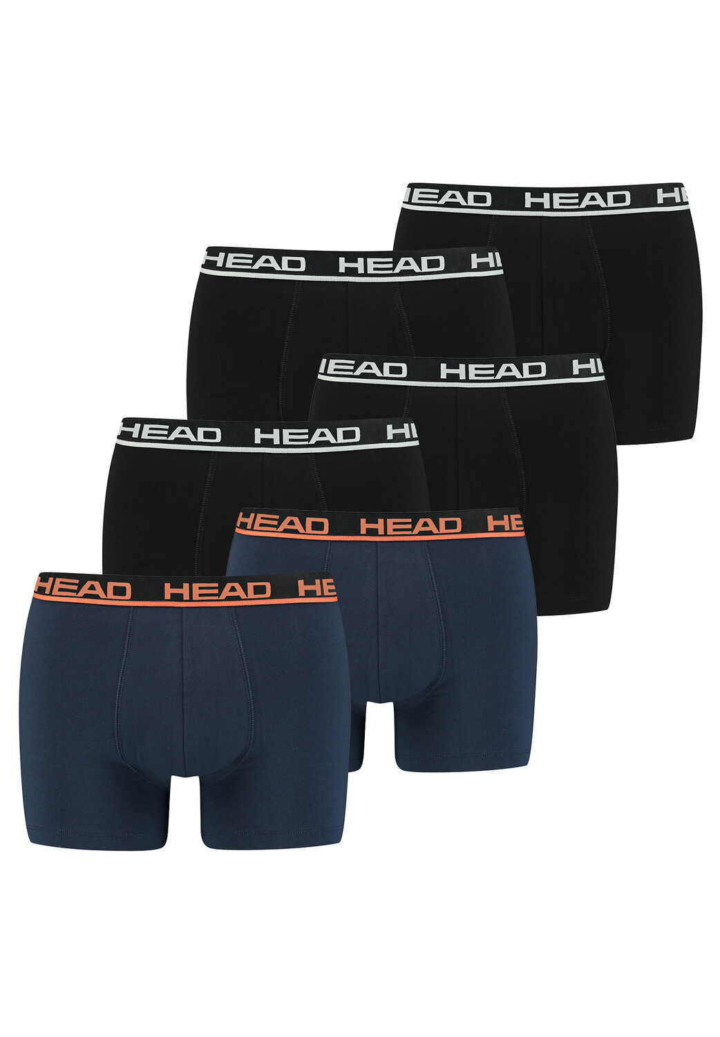 

Боксеры HEAD Boxershorts Head Basic Boxer 6P, цвет Black/Blue Orange