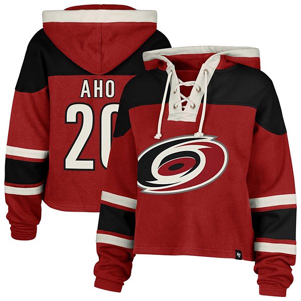 

Женский красный кроп-худи '47 Sebastian Aho Carolina Hurricanes Superior Lacer 47 Brand
