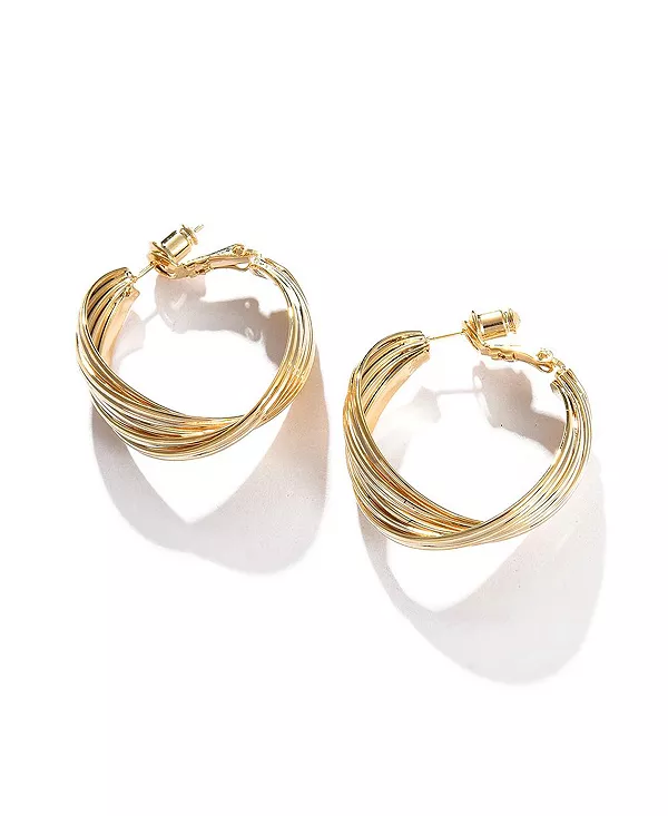 

Женские золотые витые серьги-кольца Sohi, gold
