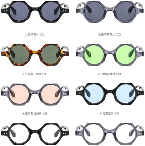 

Солнцезащитные очки в стиле панк/стимпанк, винтажные, круглые, многоугольные линзы, зеленые (C3), УФ400, унисекс, модель 2027, для активного отдыха, один размер