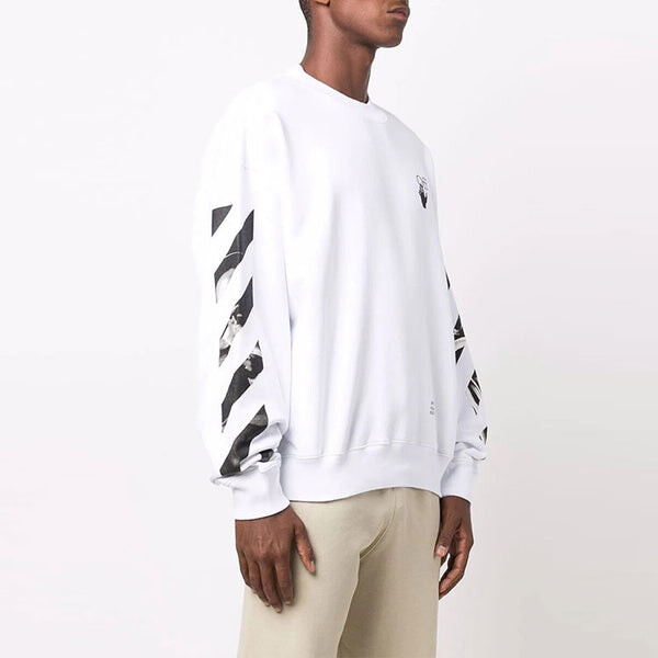 Толстовка men's fw21 arrow logo printing pullover round neck loose fit white Off-White, белый — фото 4
