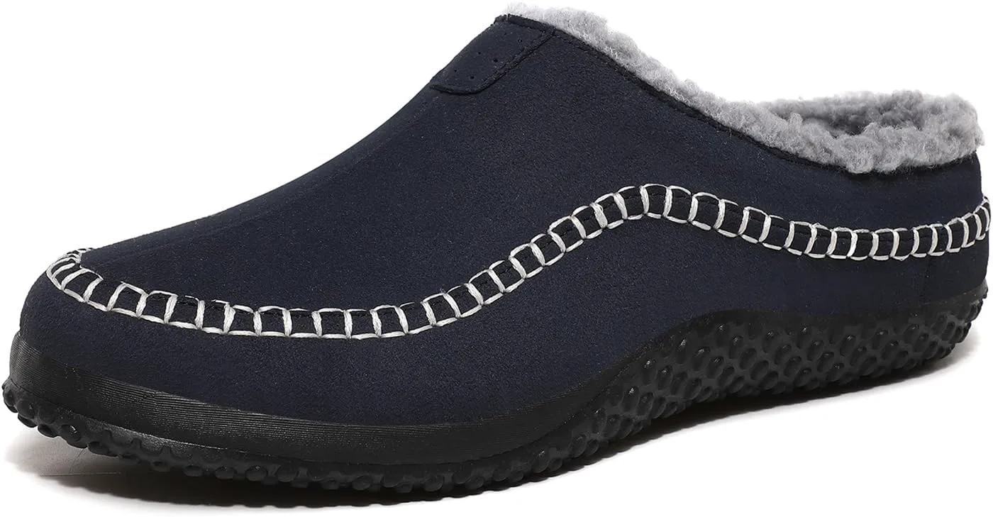 

Мужские теплые домашние тапочки Eliogn, уютные мокасины для мужчин, противоскользящие домашние туфли, удобные замшевые тапочки с резиновой подошвой для использования дома и на улице, синий
