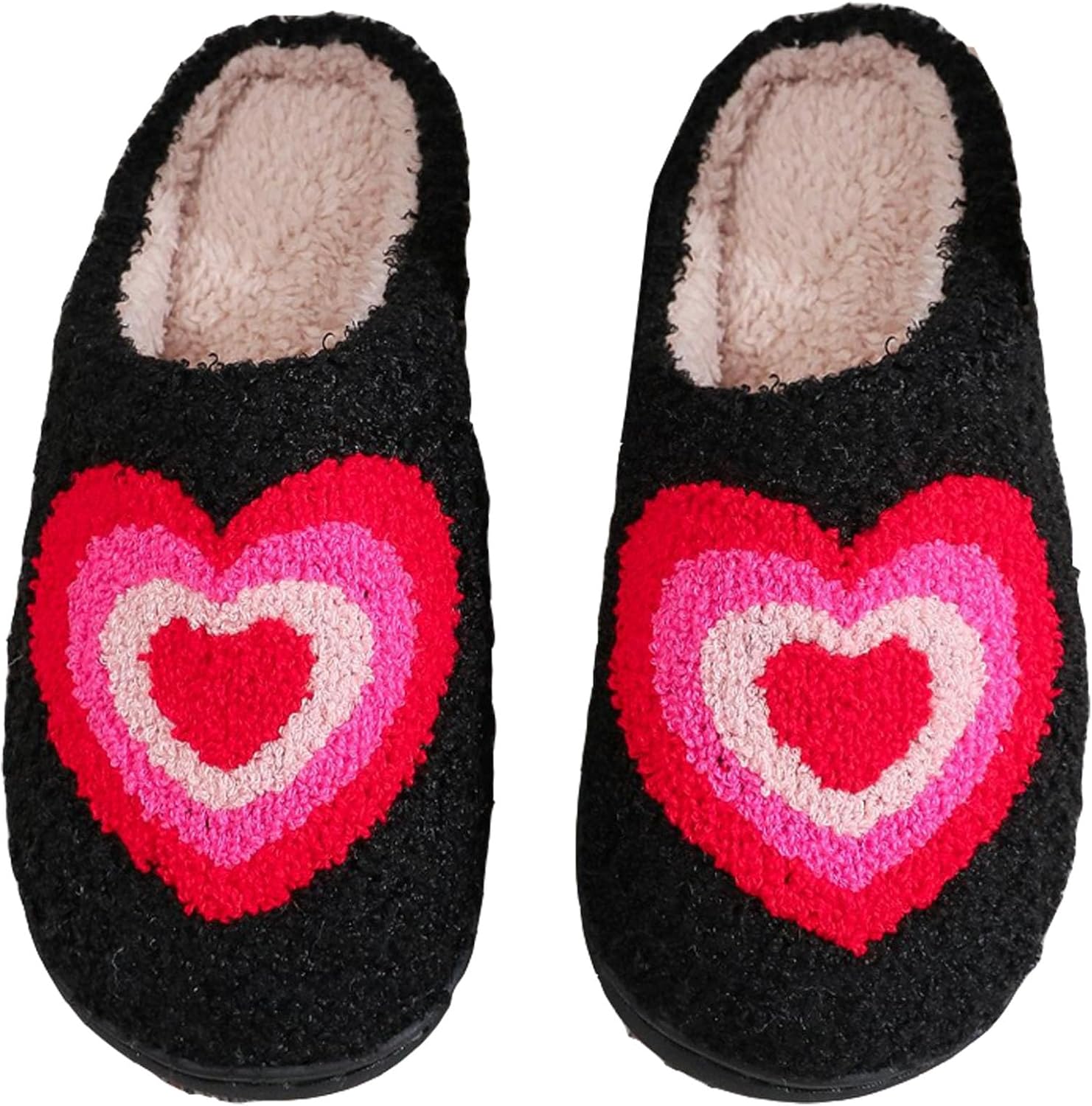 

Женские домашние тапочки oukisam Colorful Little Love, мужские мягкие тапочки, повседневные домашние тапочки, ретро мягкие плюшевые теплые тапочки на слипоне, для улицы и дома, для спальни, с противоскользящей подошвой, черный