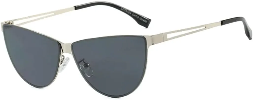 

Роскошные женские солнцезащитные очки «кошачий глаз» в стиле ретро-панк с полой оправой, мужские очки с защитой от УФ-излучения UV400 TOIPASTN, Silvery Grey