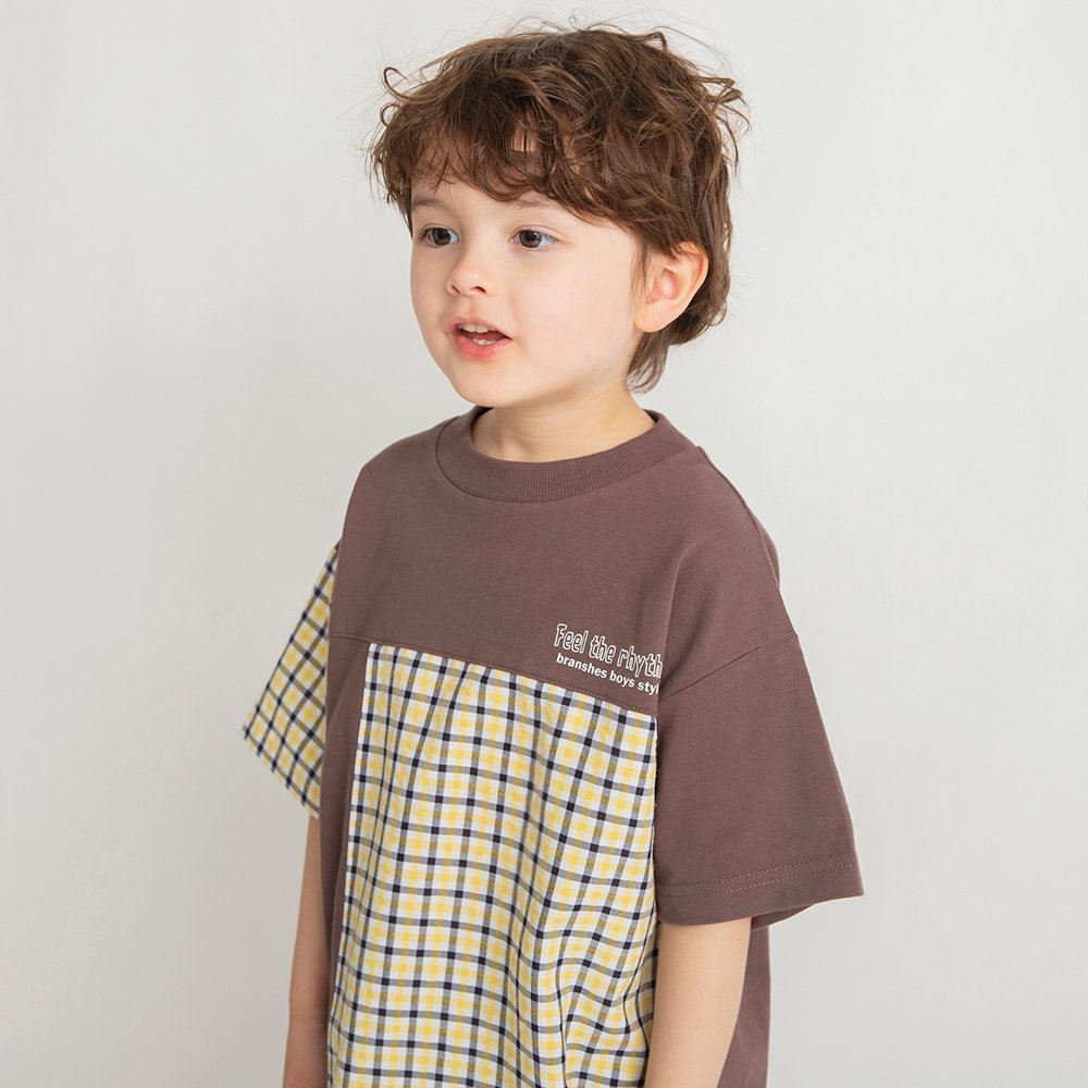Футболка с коротким рукавом из комбинированных материалов Branshes, brown