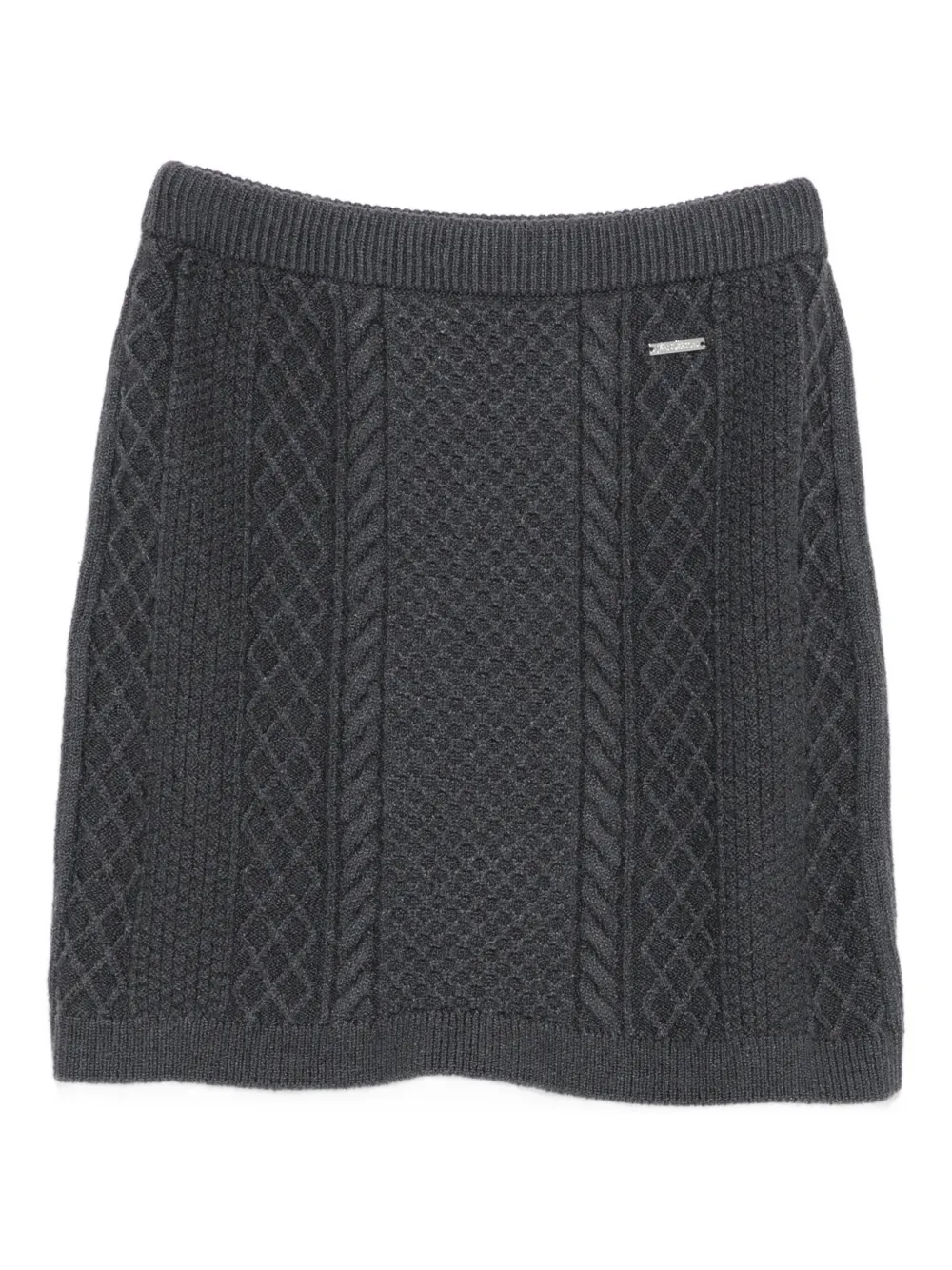 

Мини-юбка вязаная косичкой с логотипом на табличке Jw Anderson, серый