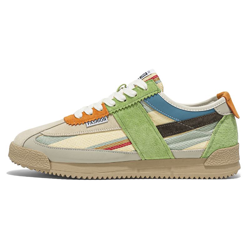 

Износостойкие дышащие низкие повседневные туфли для мужчин AD, Green Orange