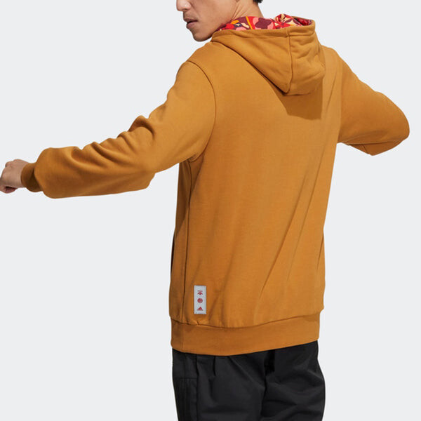 Толстовка Men's adidas Cny Gfx Hood Limited Embroidered Pattern Sports Pullover Light Brown, коричневый — фото 4