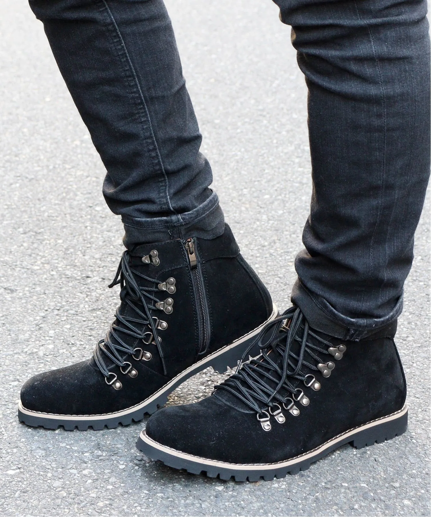 Повседневные офисные высокие горные ботинки 2352 Aaa+, Black suede — фото 3