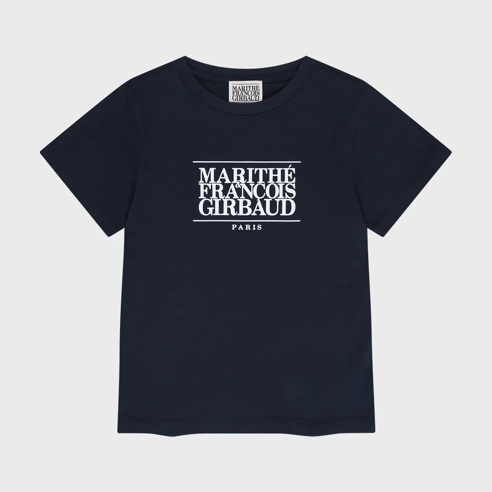 Детская футболка с классическим логотипом Marithé Kids тёмно-синяя