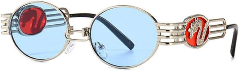 

Овальные солнцезащитные очки из сплава для мужчин в стиле панк, солнцезащитные очки для женщин с зеркальными линзами, солнцезащитные очки для женщин с защитой от УФ-излучения UV400 VFDHN, C7