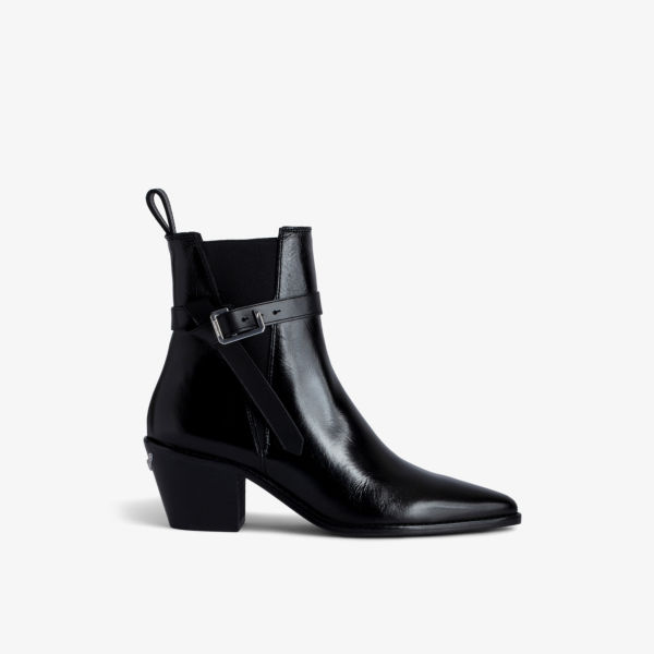 Кожаные ботильоны Tyler с пряжками Zadig&Voltaire, цвет noir