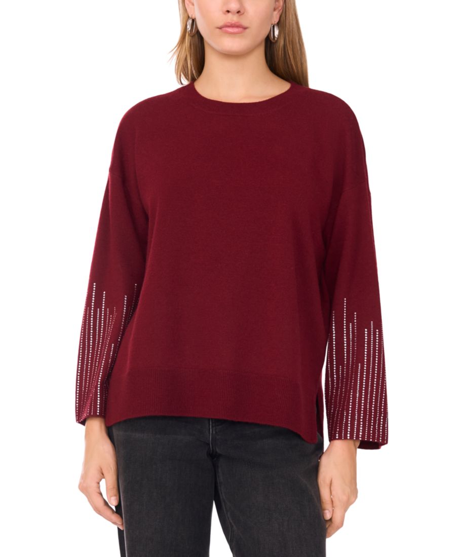 

Женский свитер с круглым вырезом и длинными рукавами, украшенный стразами Sam & Jess, Zinfandel