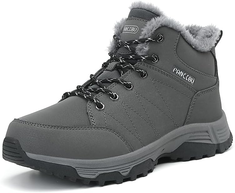 

Мужские зимние снежные ботинки CUZUDIN, легкие, водонепроницаемые, с теплой меховой подкладкой, походные ботинки, уличные, с нескользящей подошвой, комфортные, теплые ботинки для пеших походов и треккинга, серый