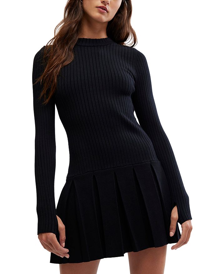 

Мини-платье с плиссированной юбкой Emmy Free People, черный