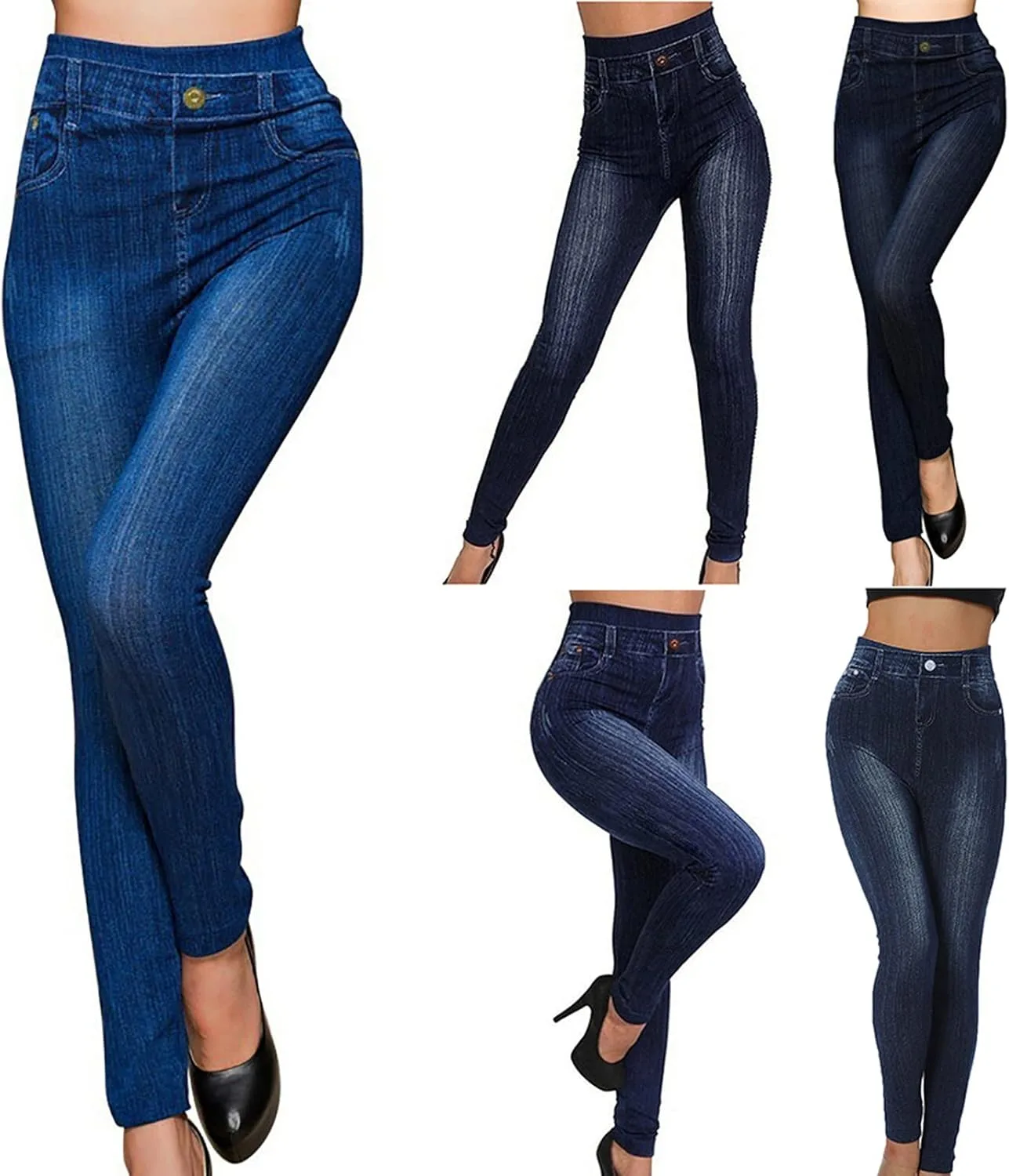 

Женские джинсы-леггинсы с высокой талией и карманом