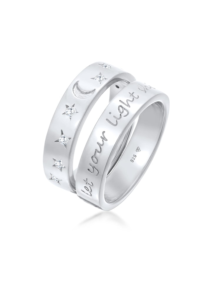 

Elli Кольцо из серебра 925 пробы с изображением полумесяца, звезд и звезды в серебряной оправе