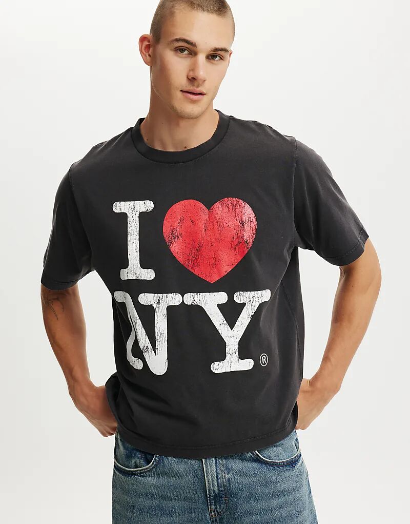 

Футболка Cotton On Crop Fit New York License черного цвета Cotton On