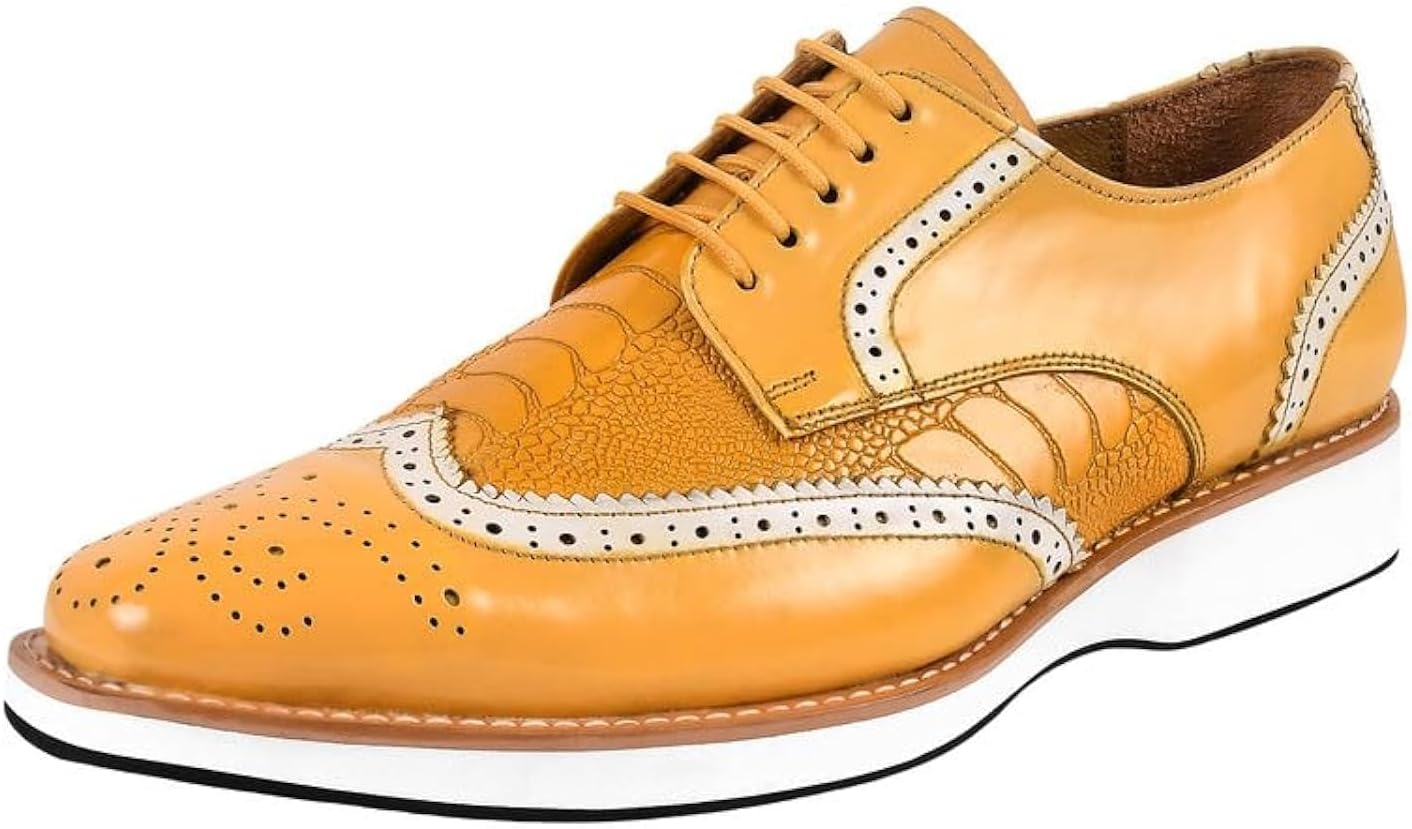 

Мужские вязаные туфли-оксфорды LIBERTYZENO из натуральной кожи с принтом угря и крокодила, на шнуровке, подарок на Рождество, желтый