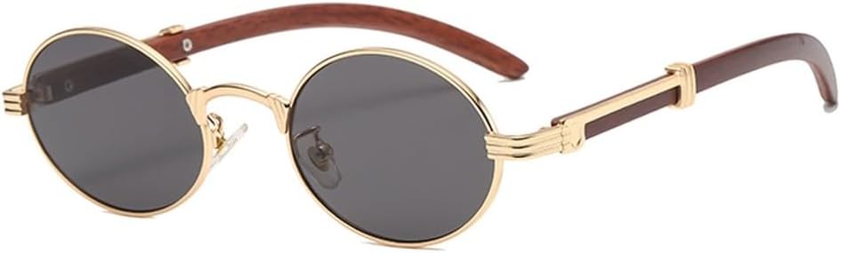 

Ретро-стиль, металлические солнцезащитные очки для женщин, круглые, мужские, золотистые, в маленькой оправе, овальные, коричневые, синие, с рисунком под дерево, UV400 WNCKSQ, Gold With Black