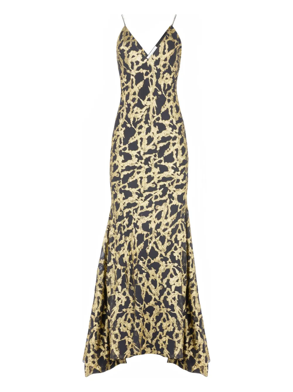 

Шелковое платье макси с узором Nina Ricci, черный