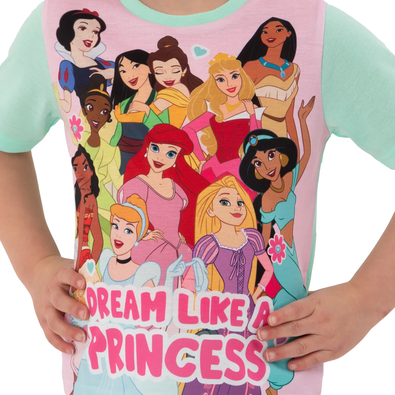 Пижама Disney Princess с принцессами, хлопковая, зеленый — фото 3