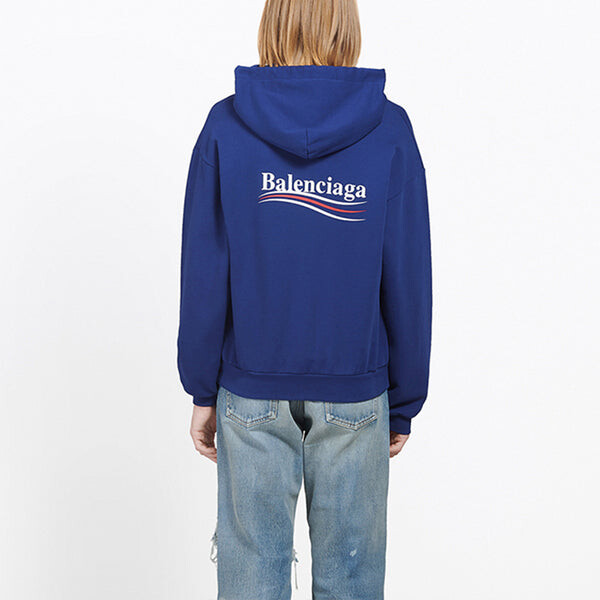 Свитер loose cotton hoodie blue Balenciaga, синий — фото 4