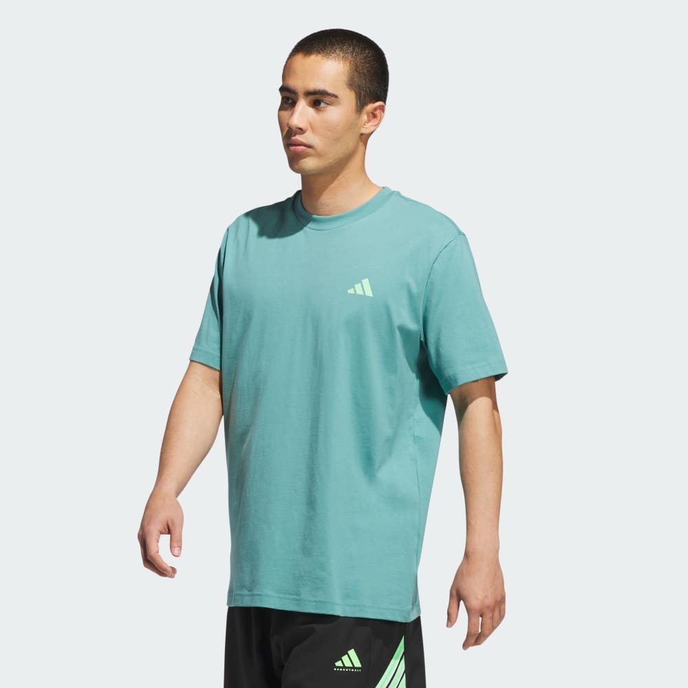 

Спортивная футболка Adidas Basketball Graphic Tee, цвет Powder Teal/Lime Burst
