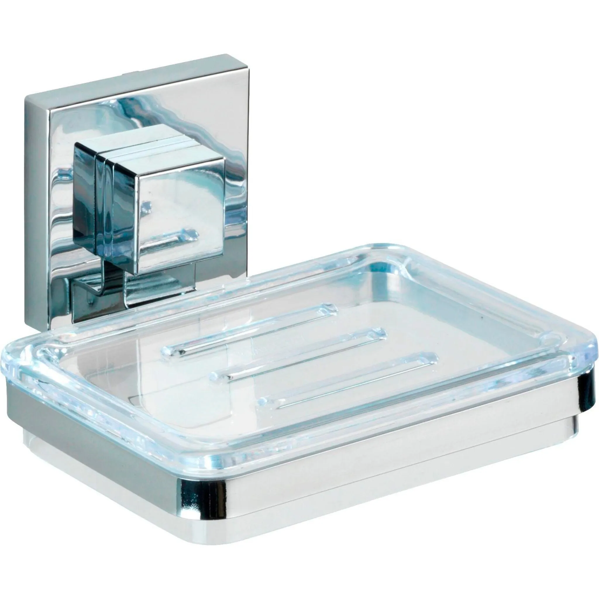 

Мыльница WENKO «Quadro», (1 шт.), Vacuum-Loc, цвет chromfarben/transparent