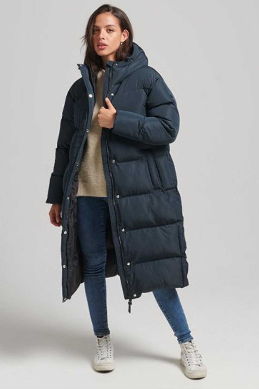 

Длинный крой с капюшоном Superdry, синий