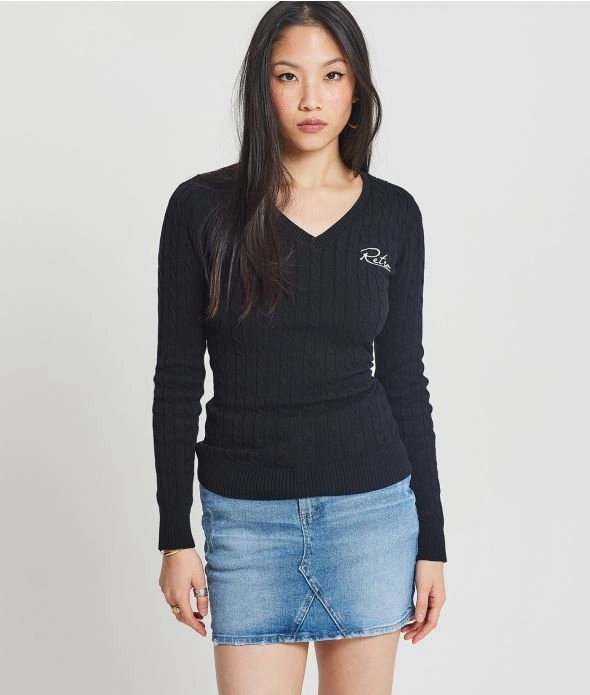 

Свитер вязаный Roseville v Retro Jeans, черный