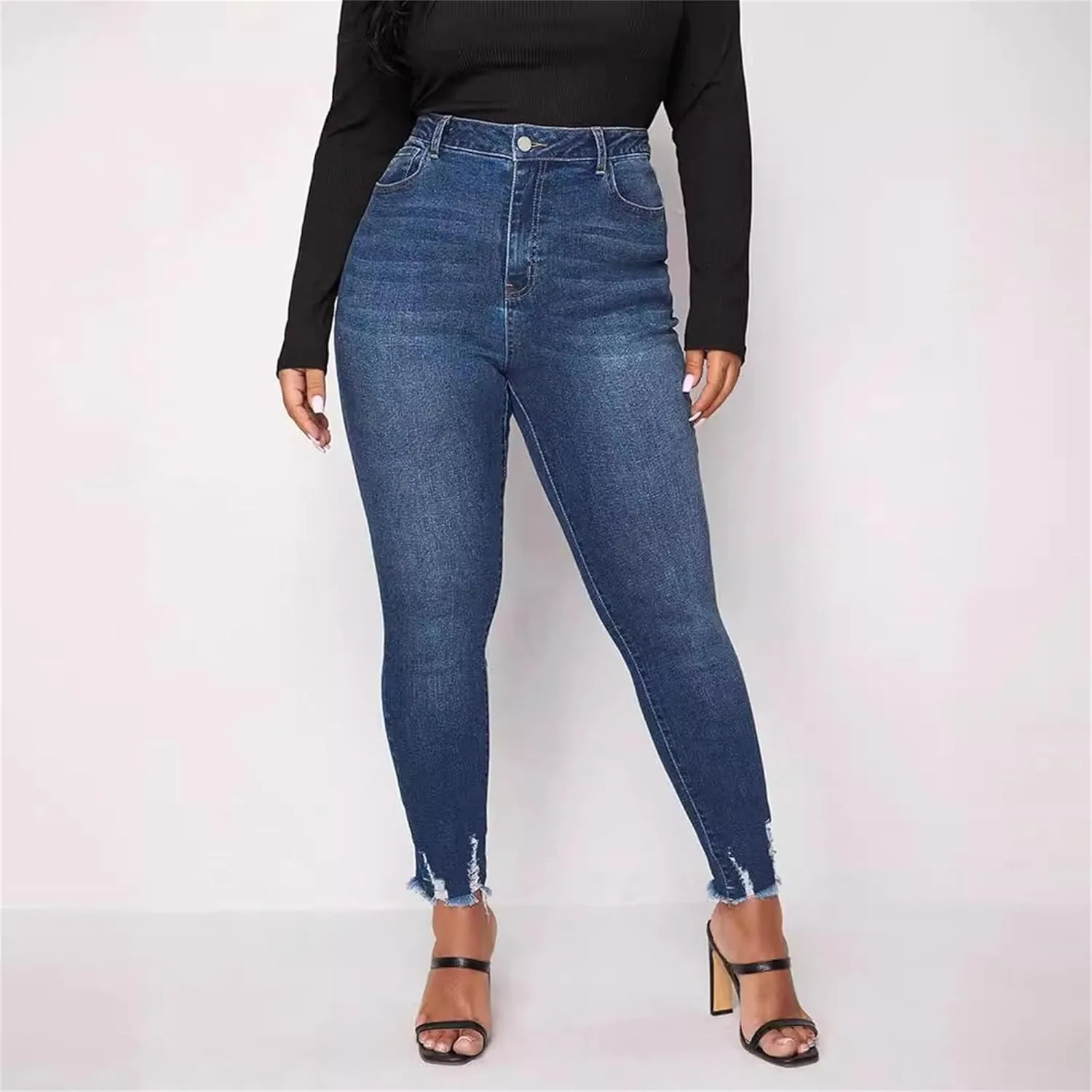 Женские джинсы Mid Rise Raw Edge, Slim Fit, Skinny — фото 3