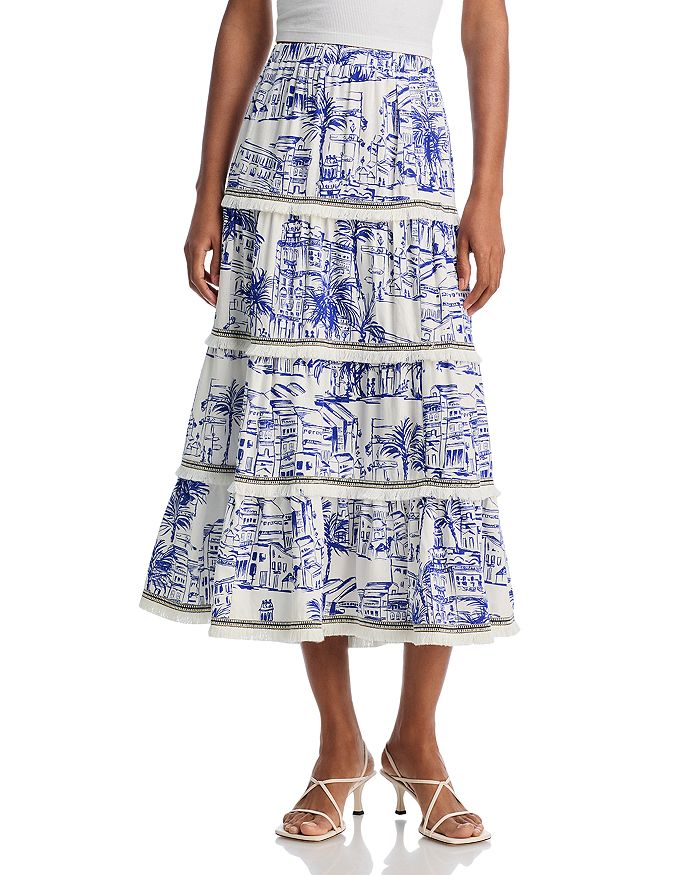 

Городская юбка с бахромой City Palm Toile - эксклюзив AQUA, мультиколор