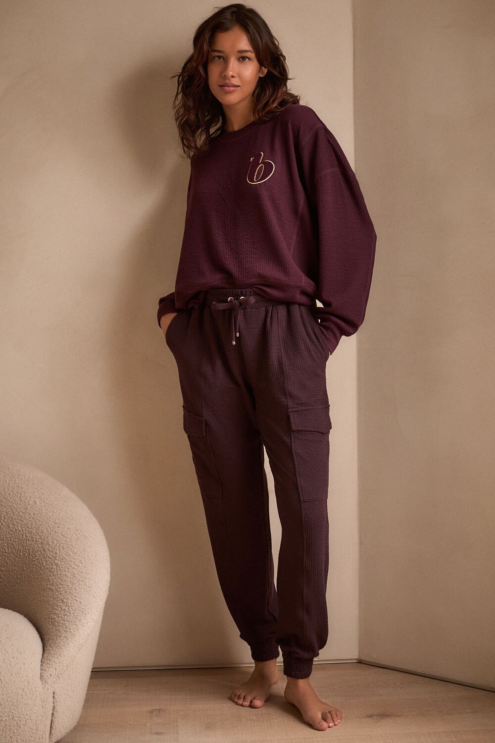 

Мятые брюки джоггеры B By Ted Baker, фиолетовый