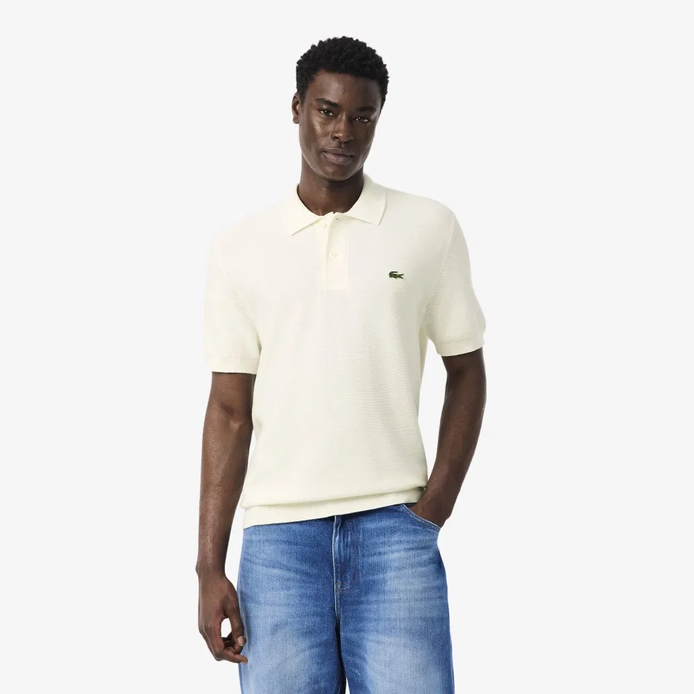 Мужской свитер-поло Links Links с коротким рукавом молочно-белый от Lacoste
