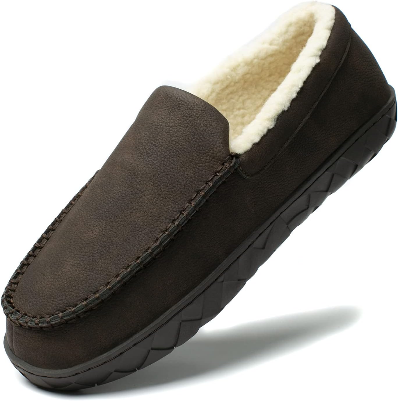 

Мокасины для мужчин NewDenBer с теплой подошвой из мемори-пены, замшевые, мягкие, с плюшевой подкладкой, на пуантах, для дома и улицы, темно-коричневый