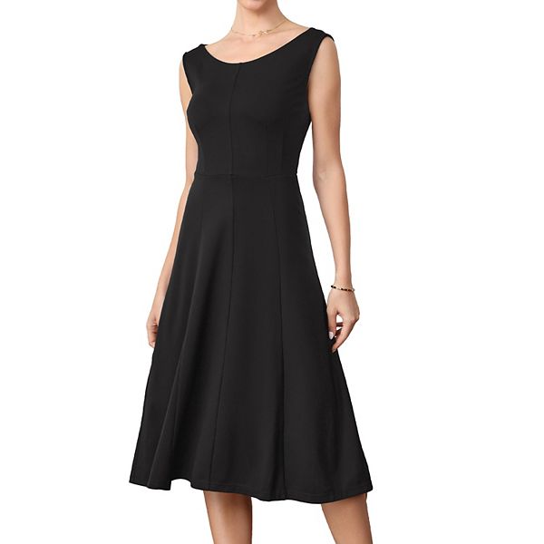 

Платье-миди А-силуэта для женщин без рукавов для офиса Inspire Chic, Black